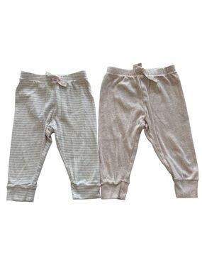 Set of 2 Organic Cotton Baby Girl Leggings – Pink & Striped | 12-18M